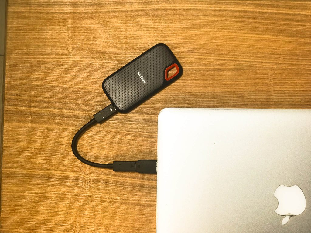 SanDisk Extreme ポータブル外付けSSDのMac接続画像